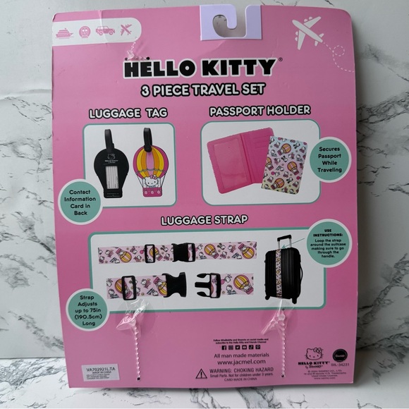 Sanrio Hello Kitty Passport Holder, Luggage Tag, Luggage Strap Gift Travel Set - Picture 5 of 5